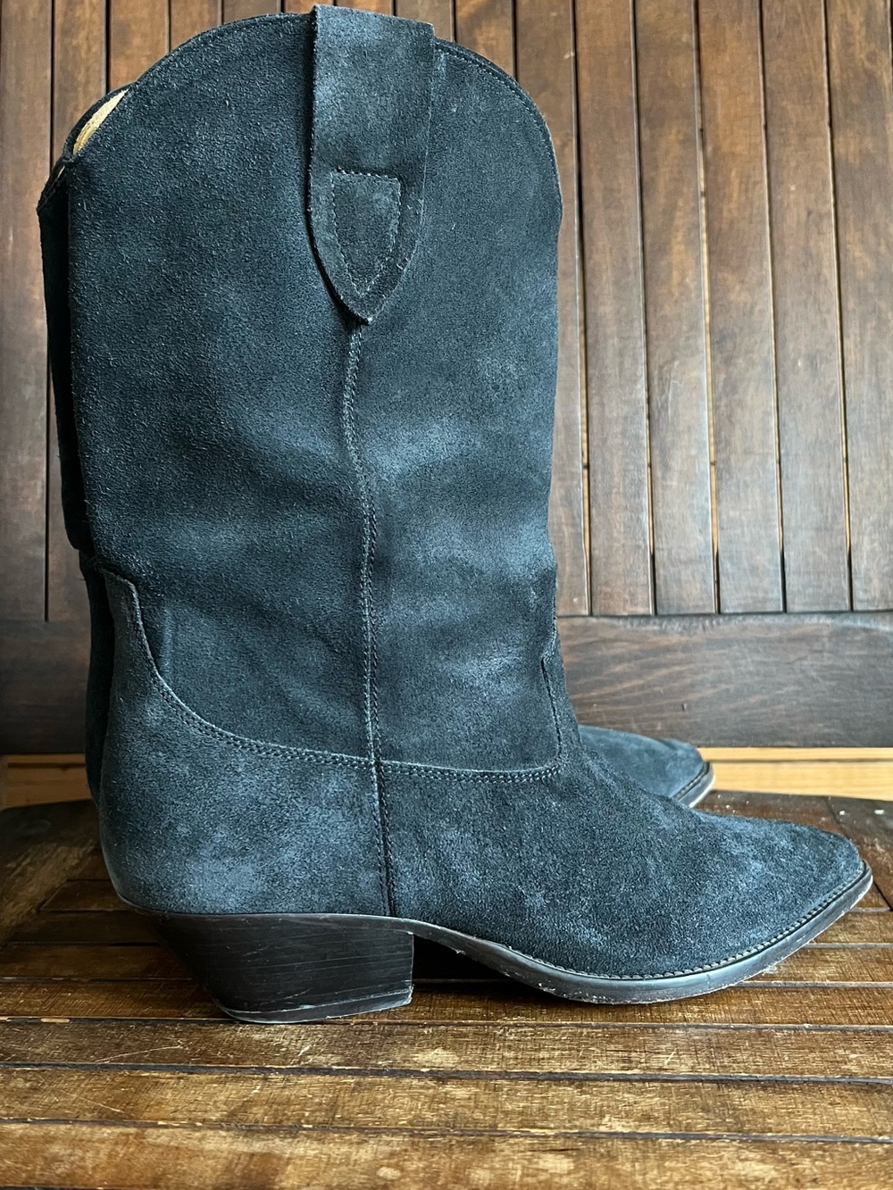 Isabel Marant Black Suede Western Booties